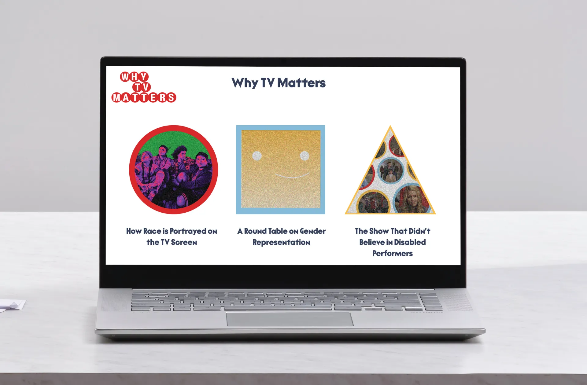 Why TV Matters website screengrab "How race is portrayed on the TV screen" "A round table on gender representation" "The show that didn't believe in disabled performers"