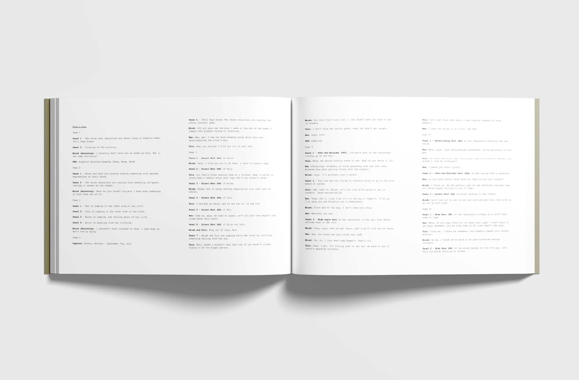 Rift Bound script book spread