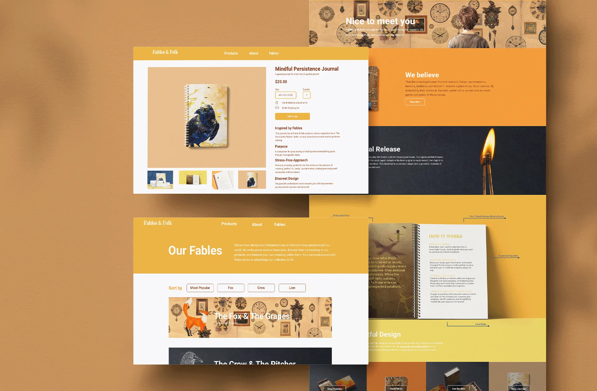 Fable & Folk website screengrabs