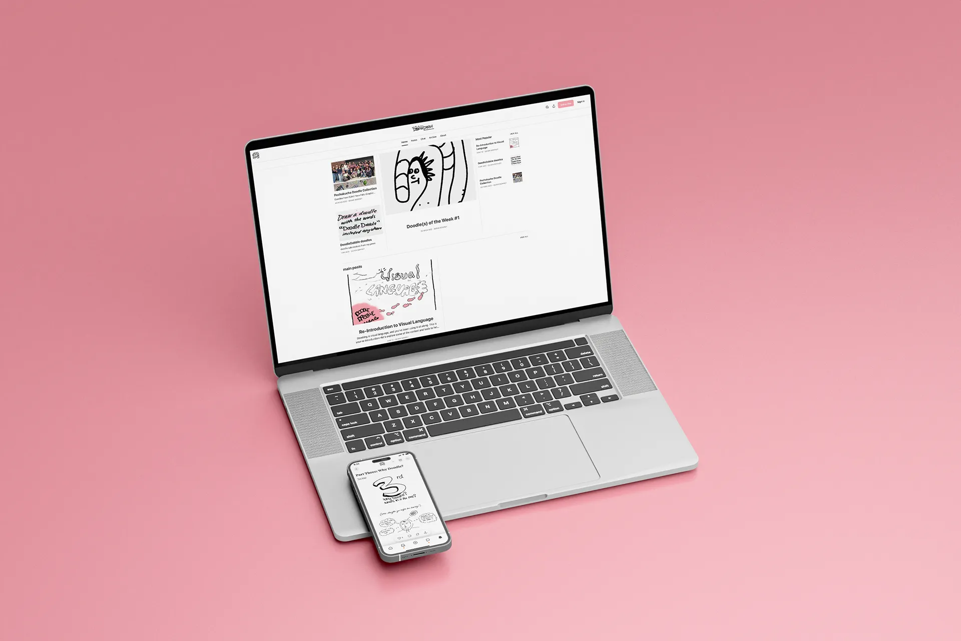 Doodle Dabble news letter on laptop