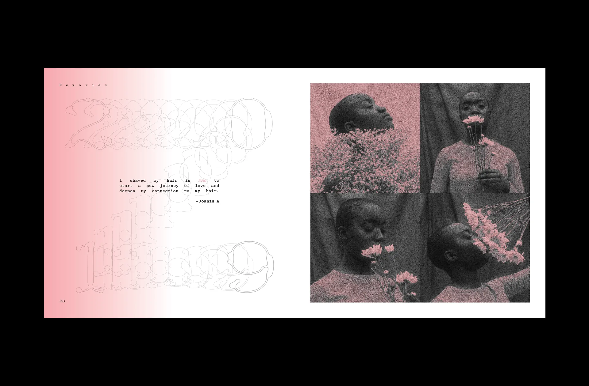 Roots: Black Women's Hair Stories page spread