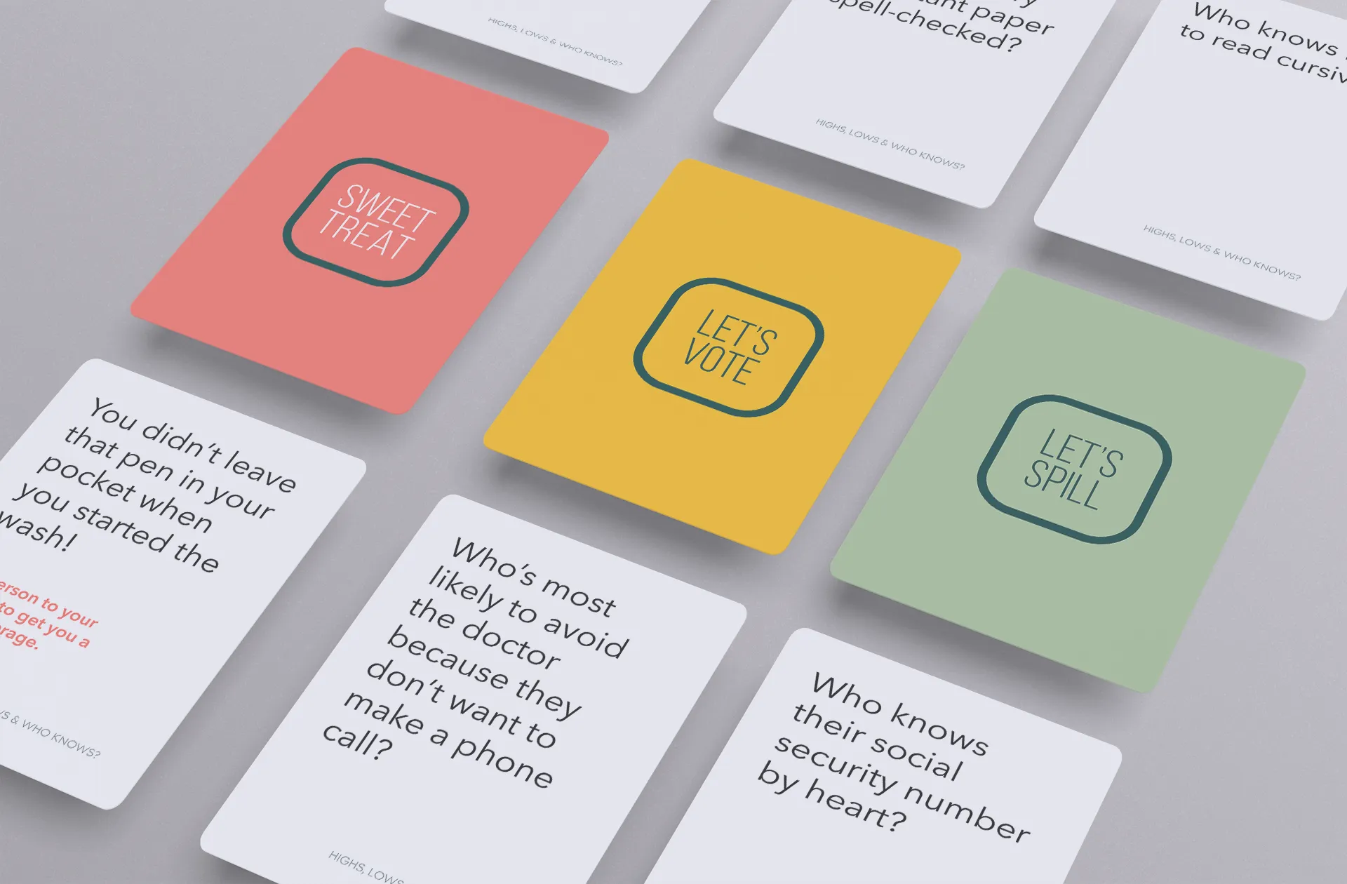 Highs, Lows & Who Knows? Sweet treat, let's vote, let's spill cards